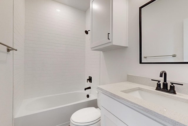 full bathroom featuring vanity, shower / bathtub combination, and toilet