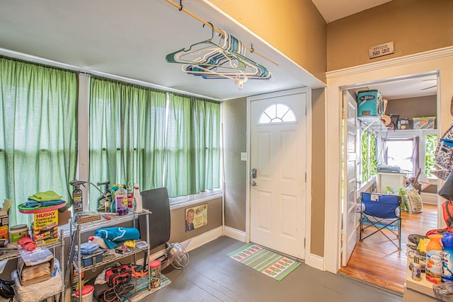 foyer with hardwood / wood-style flooring