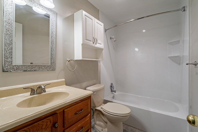 full bathroom with vanity, toilet, and shower / washtub combination