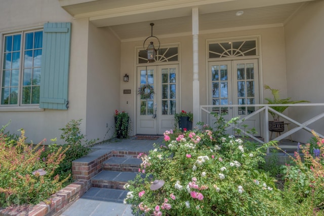 property entrance with french doors