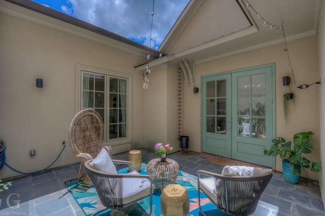 view of patio featuring french doors