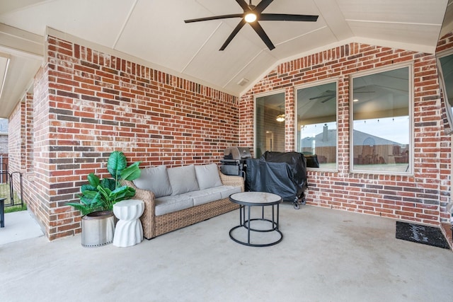 view of patio / terrace featuring grilling area and an outdoor living space