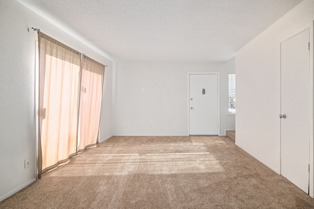 empty room featuring carpet and a textured ceiling