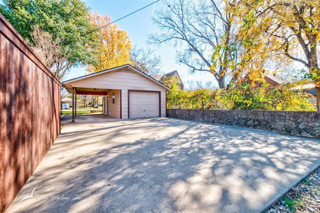 garage with a carport