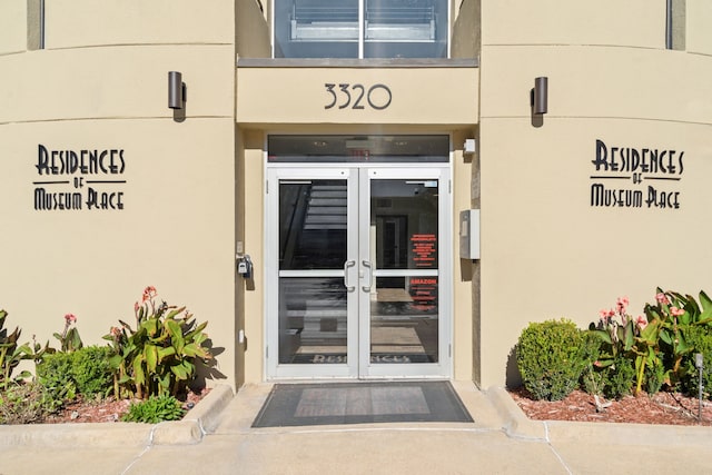 entrance to property with french doors