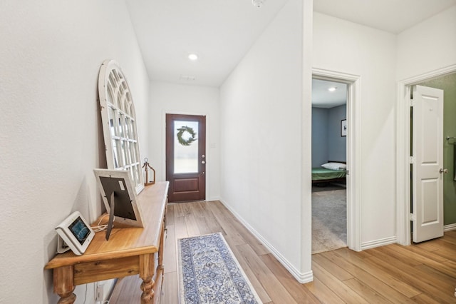 foyer entrance featuring light hardwood / wood-style floors