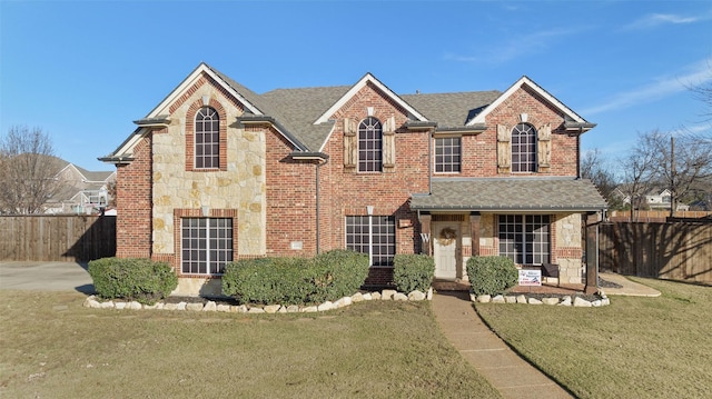 front facade featuring a front yard