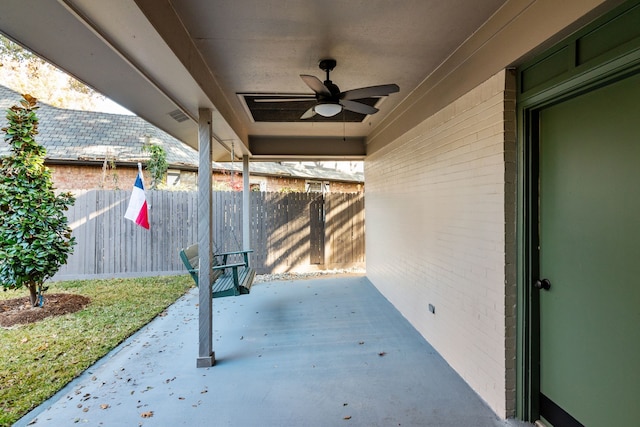 view of patio / terrace with ceiling fan