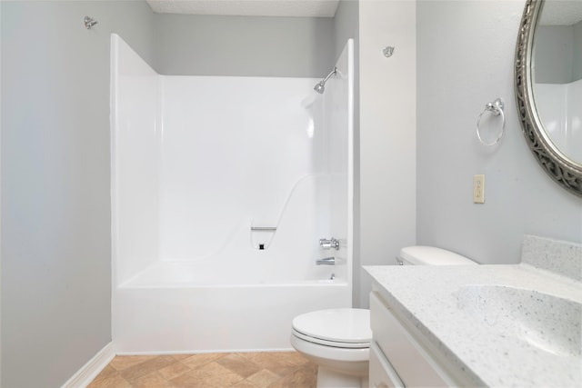 full bathroom with vanity, shower / bathing tub combination, and toilet