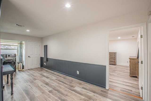 interior space with light hardwood / wood-style flooring