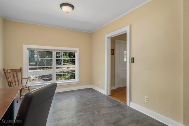 office area with crown molding