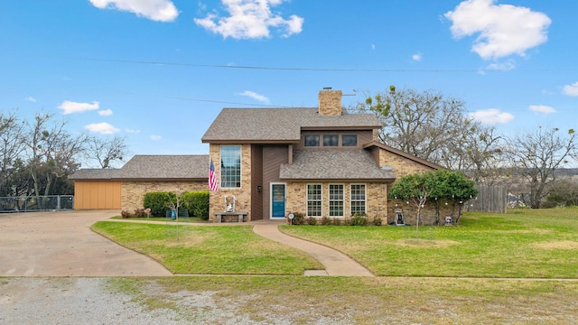 view of front of home featuring a front yard