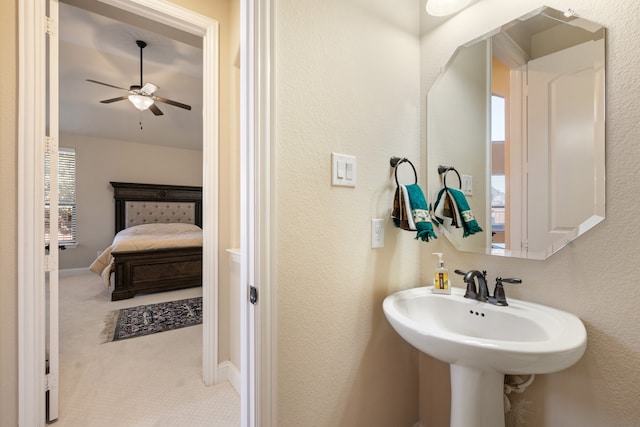 bathroom with ceiling fan