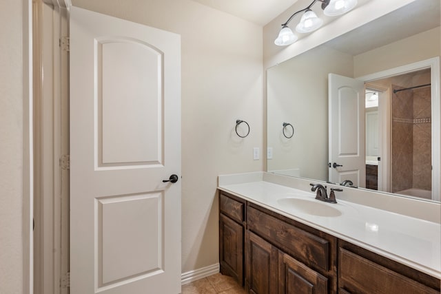 bathroom with vanity and tile patterned floors