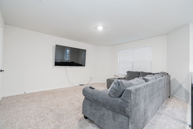 living room with light colored carpet