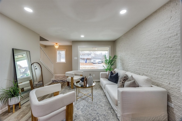 living room with light wood-type flooring