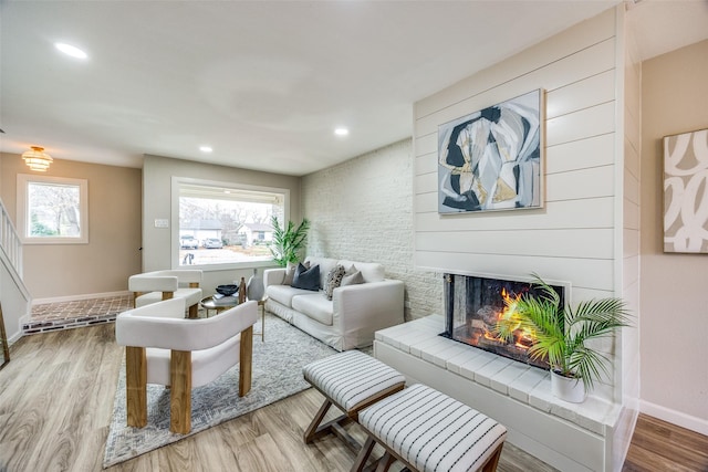 living room with wood-type flooring