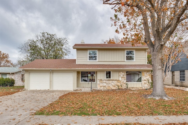 front facade with a garage