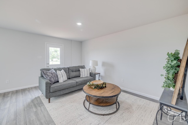 living room featuring light wood-type flooring