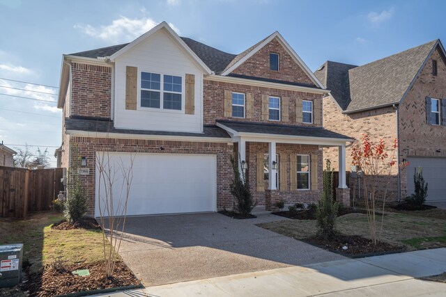 craftsman inspired home featuring a garage