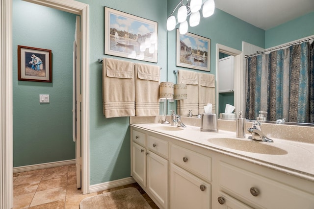 bathroom with vanity and walk in shower