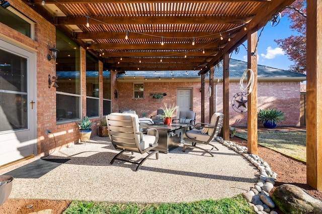 view of patio featuring a pergola