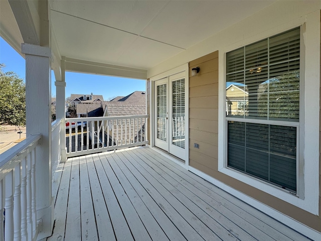 wooden deck with french doors