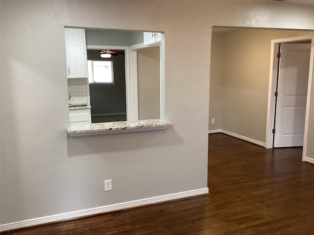 interior space with dark hardwood / wood-style floors