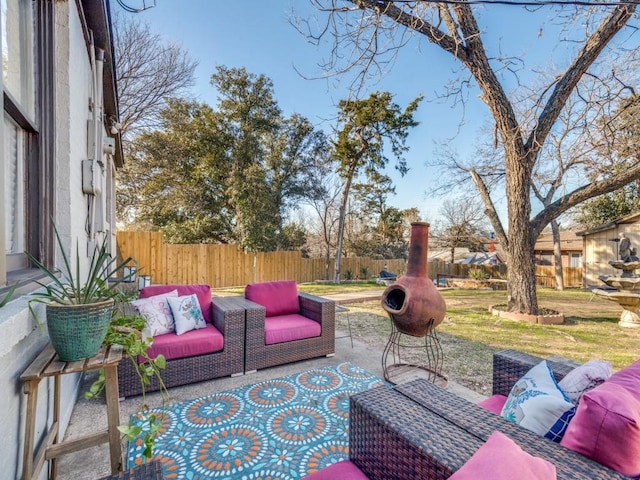 view of patio featuring an outdoor living space