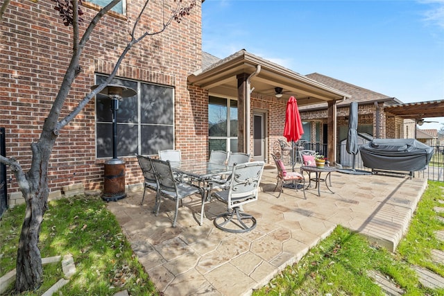 view of patio with ceiling fan