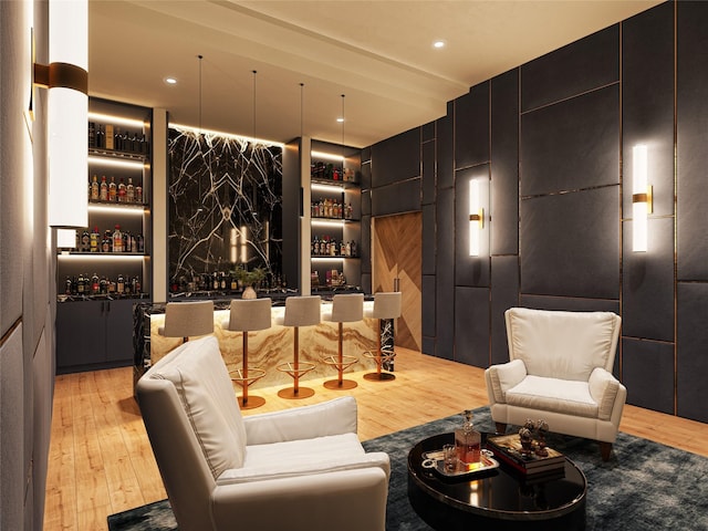 6006 Meadow Crst, Dallas, TX 75230 - wine room featuring a community bar and light wood finished floors