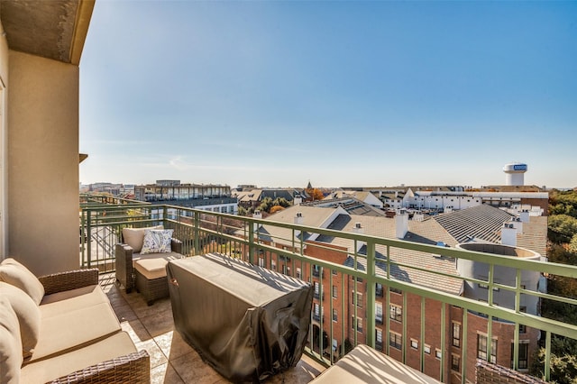 balcony featuring an outdoor living space and area for grilling