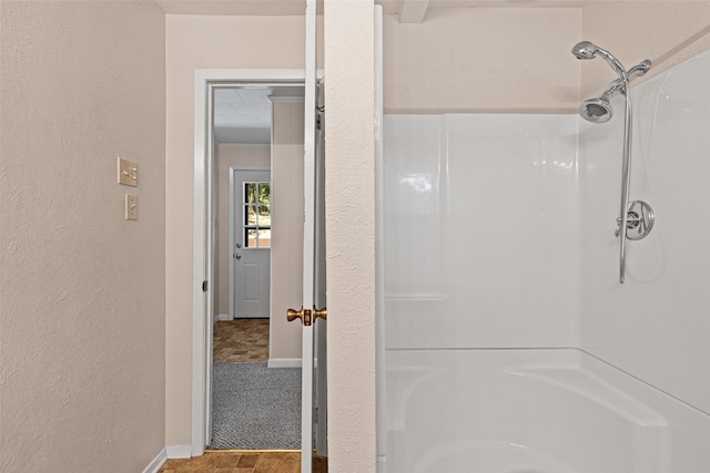 bathroom with a shower