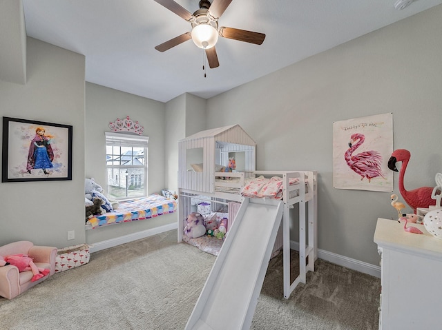 bedroom with carpet and ceiling fan