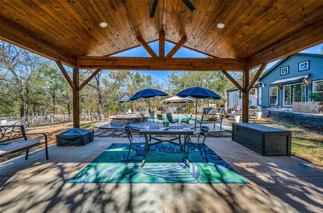 view of patio featuring a gazebo