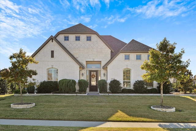 view of front of property with a front lawn