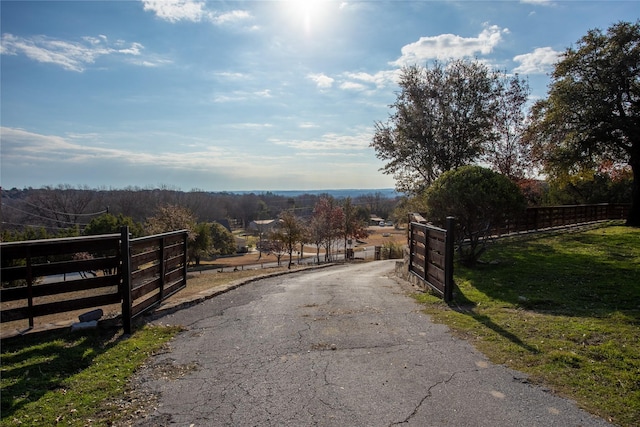 view of street featuring a rural view