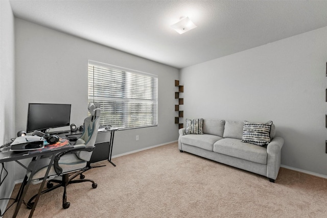 view of carpeted home office