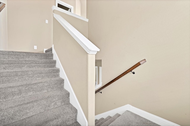 stairway with carpet floors