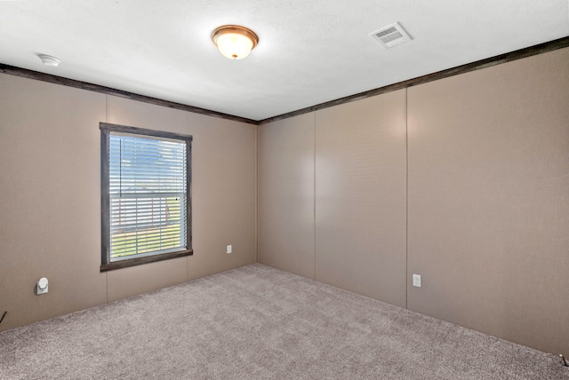 carpeted spare room featuring visible vents