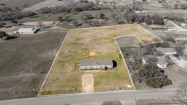 bird's eye view with a rural view