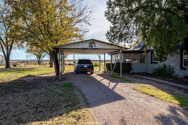 view of parking with a carport