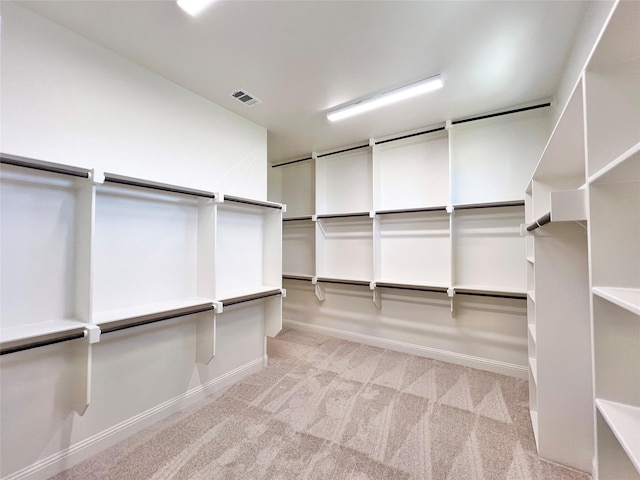 spacious closet with light colored carpet