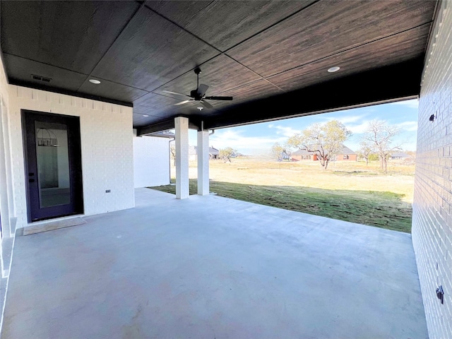 view of patio with ceiling fan