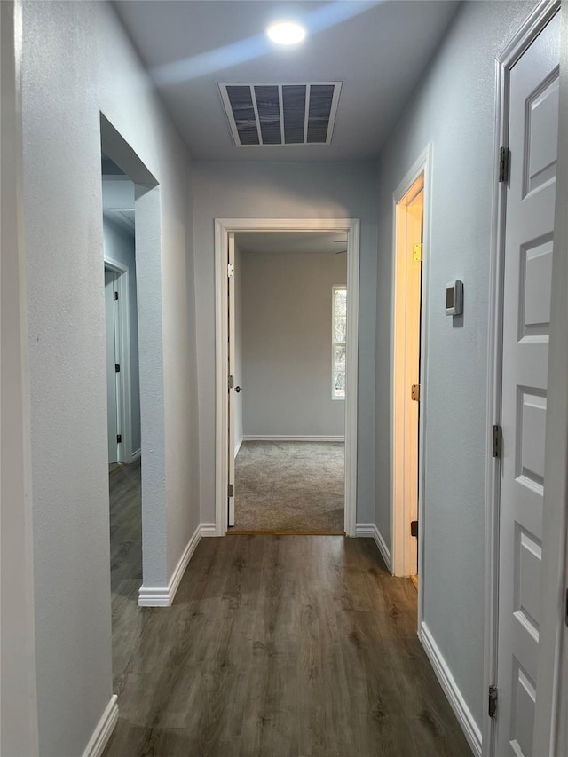 hall featuring dark hardwood / wood-style flooring