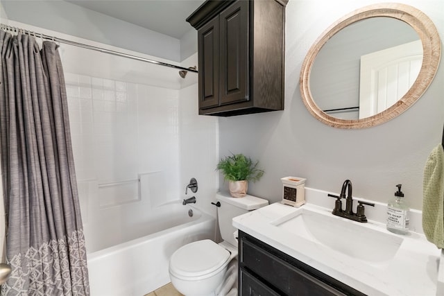 full bathroom featuring vanity, toilet, and shower / bath combo with shower curtain