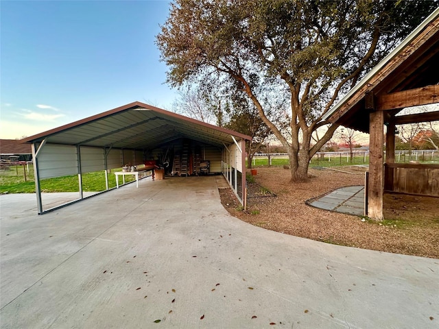 view of parking featuring a carport