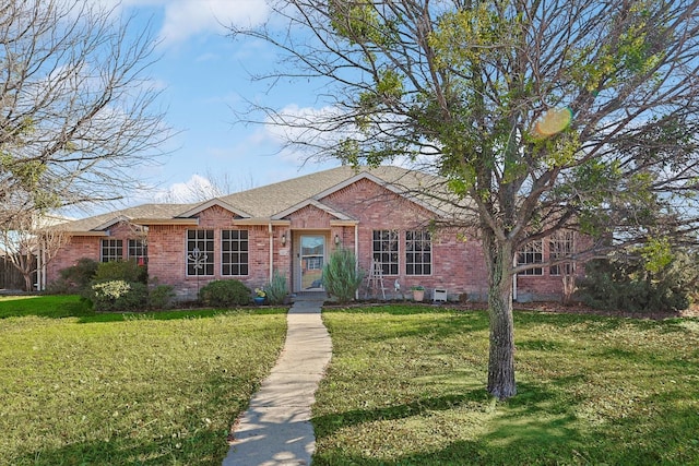 ranch-style house featuring a front yard