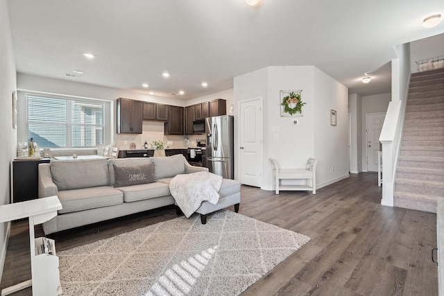 living room with hardwood / wood-style floors