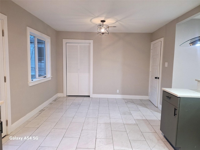 view of unfurnished dining area